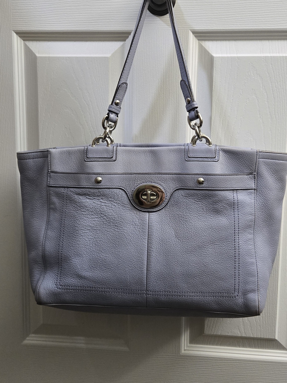Coach Carry All Leather Tote Handbag in Light Lavender